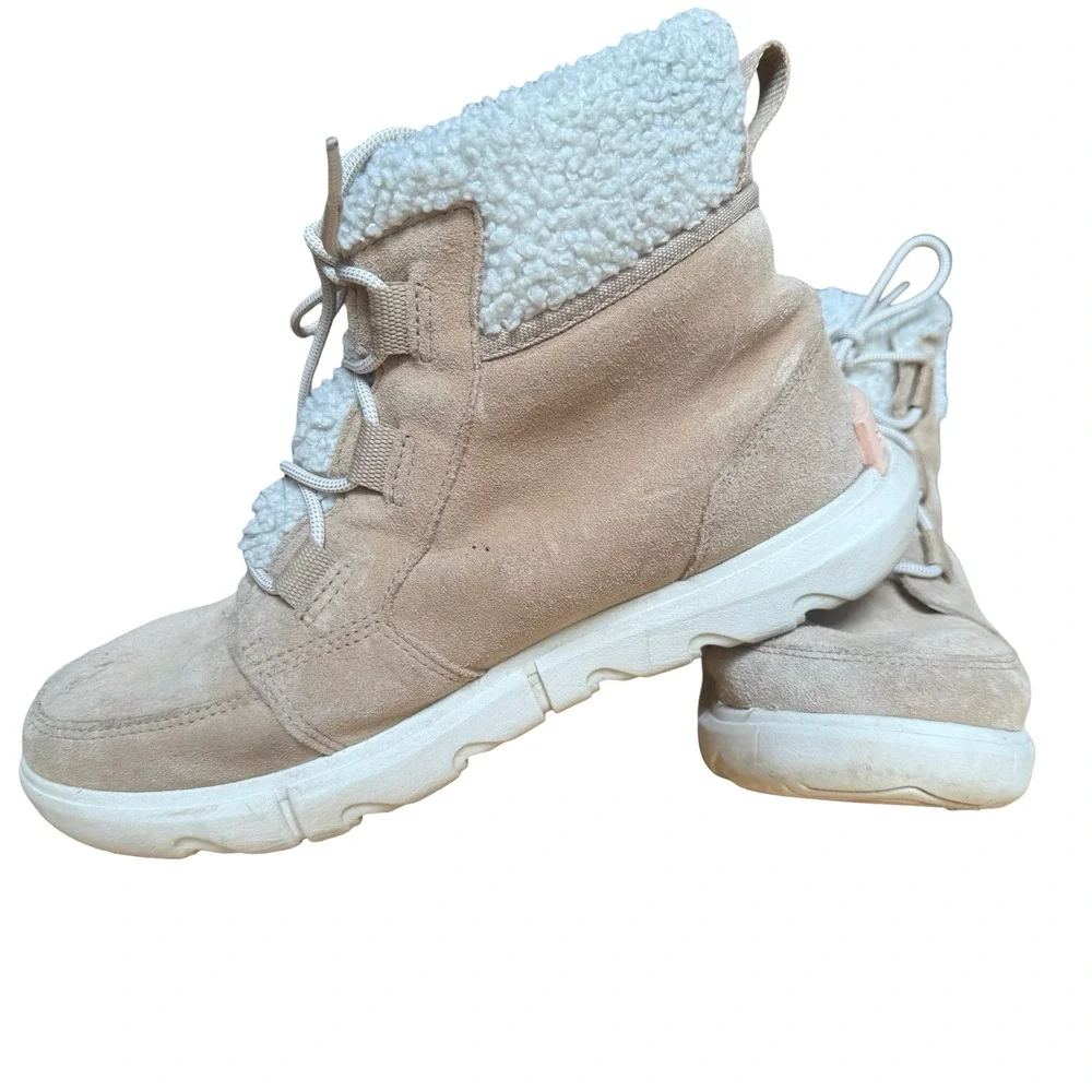 Sorel Explorer II Carnival Cozy Boots Beige Lace Up Ankle Winter Shoes sz 10